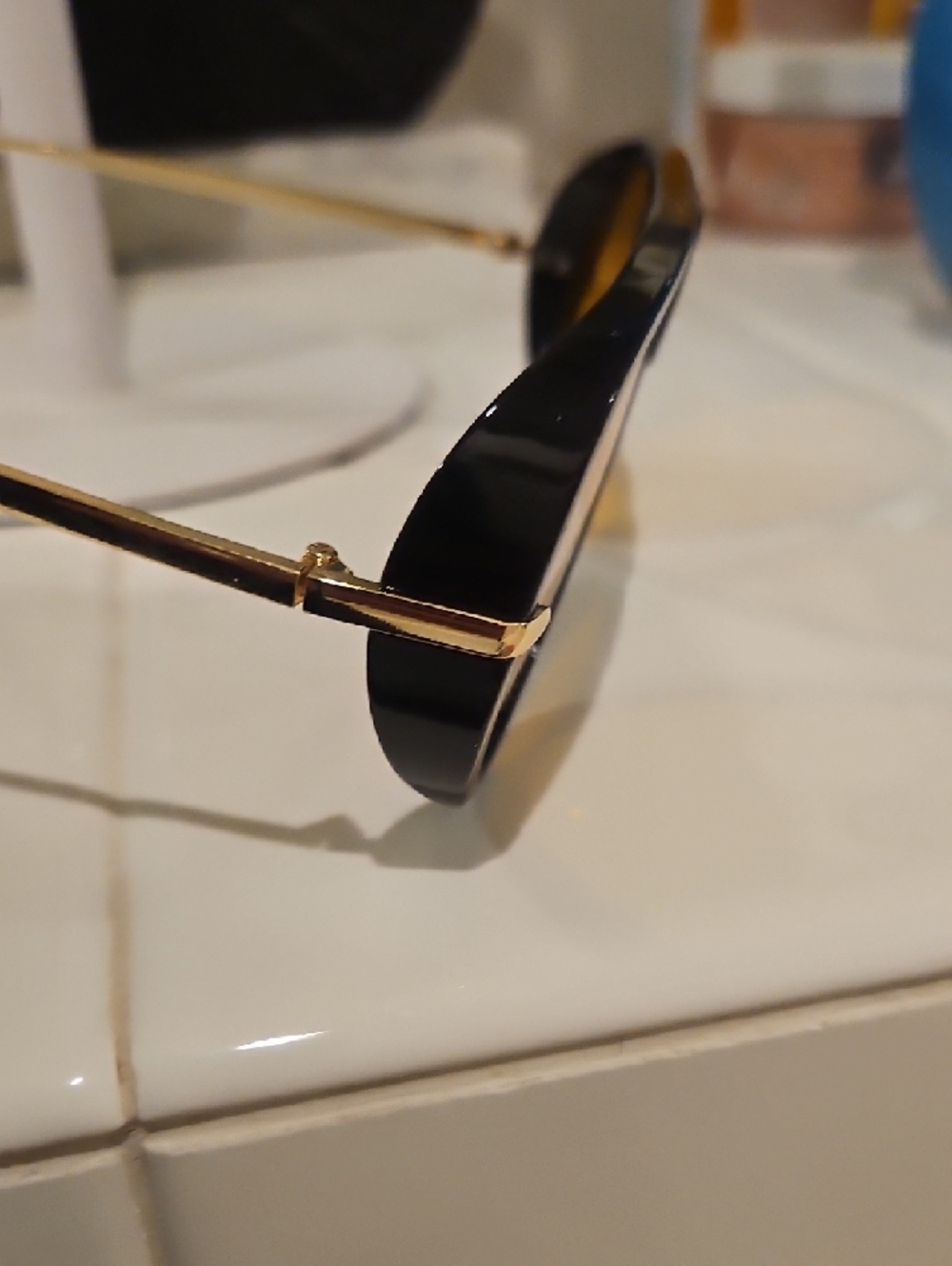 Black Frame Sunglasses with Amber Yellow Lenses - Picture 5 of 7